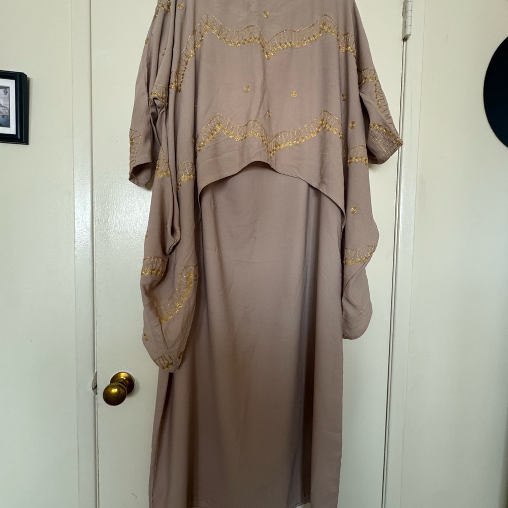 Beige Kaftan with Gold Embroidery